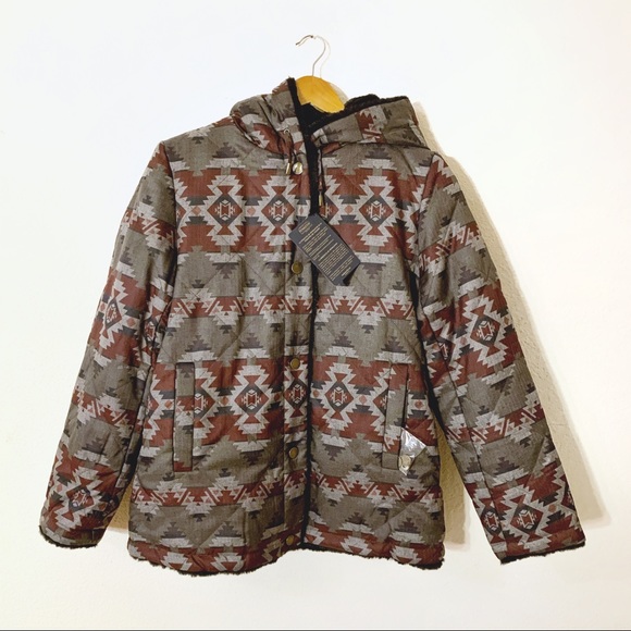 NEW ❄️ Pendleton Women Print Reversible Faux Fur Hooded Winter Coat Jacket Black - Picture 9 of 16